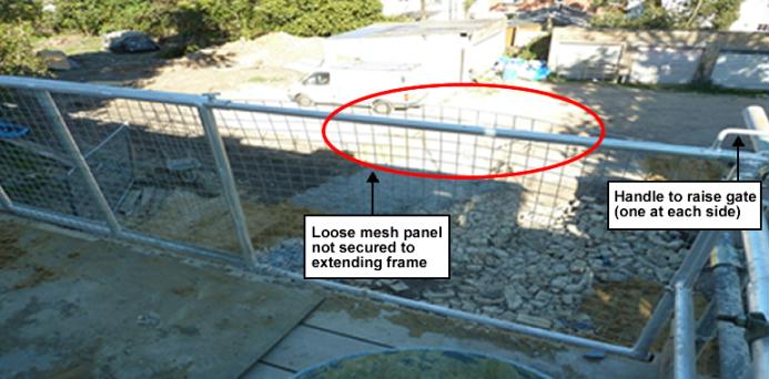 Loose mesh panel not secured to extending frame